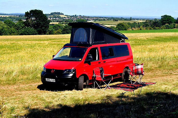 VW Red Ron the Transporter T5 hire Faringdon  