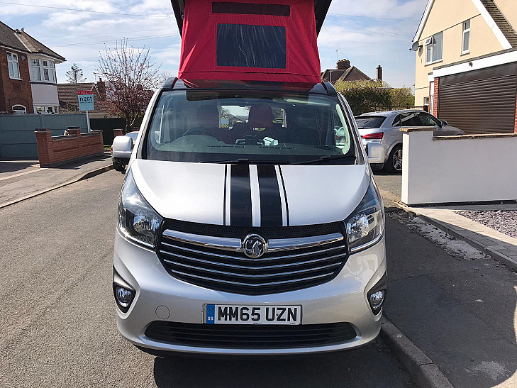 VAUXHALL VIVARO Family Camper - Silver & Red hire Leicester