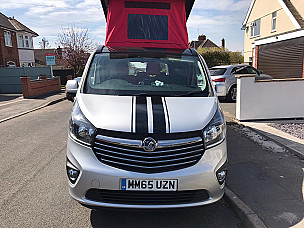 VAUXHALL VIVARO Family Camper - Silver & Red Campervan  for hire in  Leicester