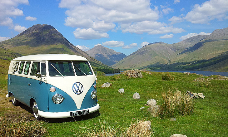 VW splitscreen called Harry VW T1 Splitscreen campervan hire Keswick